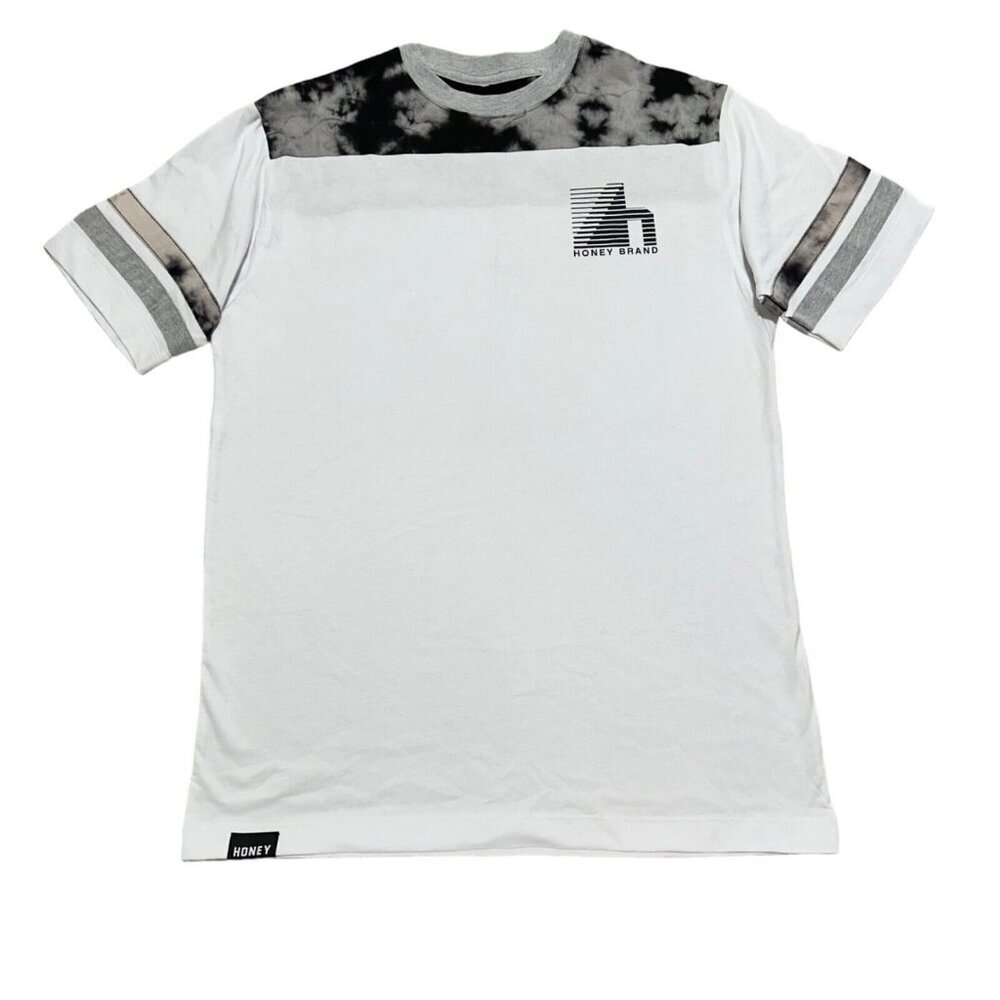 Honey Brand Co Mens Size M White Tie Dye Detail T-Shirt Tee Skater Brand‎ NEW